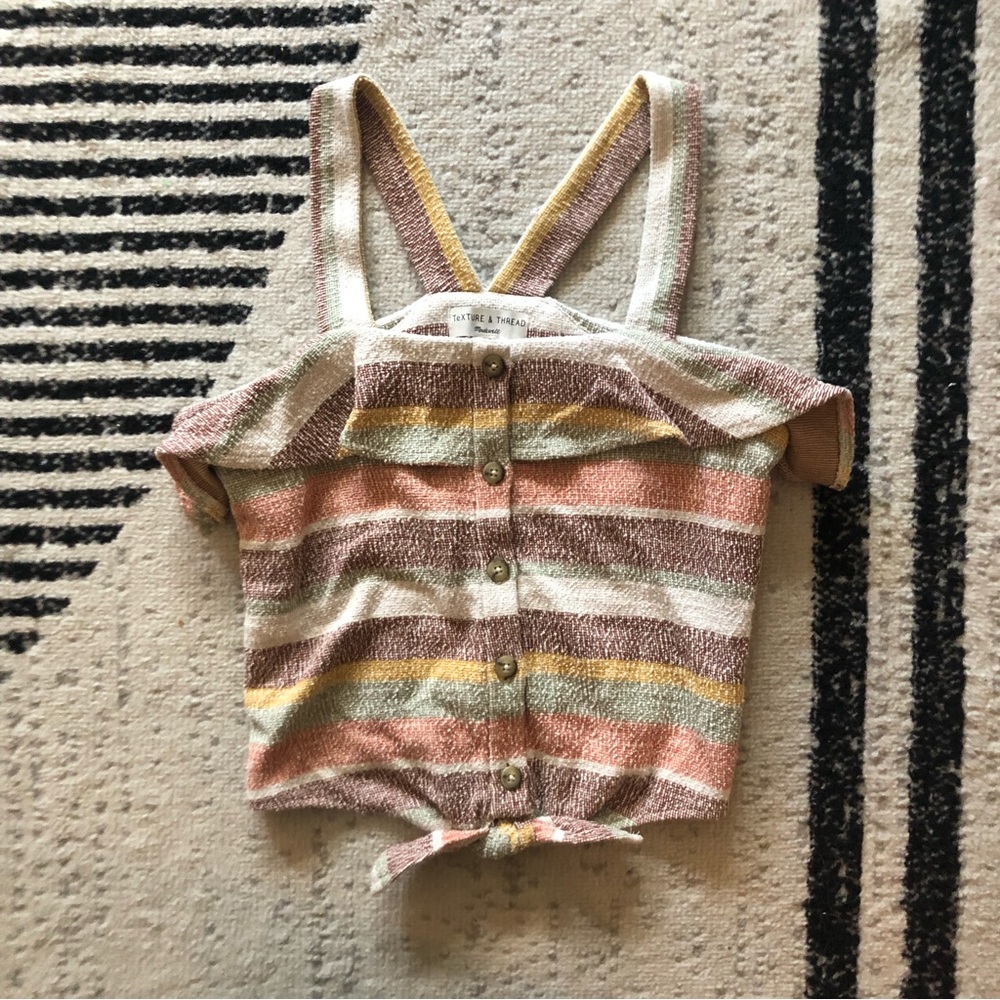 Madewell Texture & Thread Ruffle Tie Front Tank Top